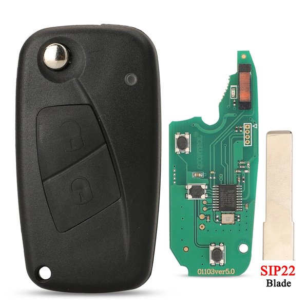 Télécommande pliante Fiat 2 boutons BSI Delphi, réf. 71765697, lame SIP22
