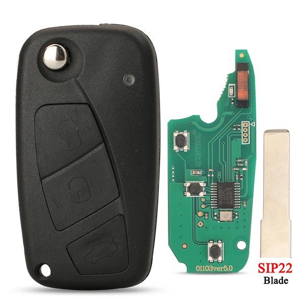 Télécommande pliante Fiat 3 boutons BSI Delphi, réf. 71765697, lame SIP22