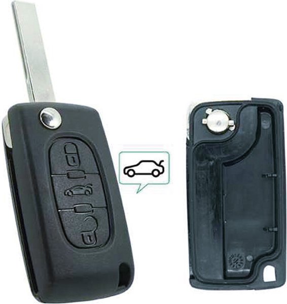 Télécommande pliante 3 boutons Peugeot / Citroën, coffre au milieu